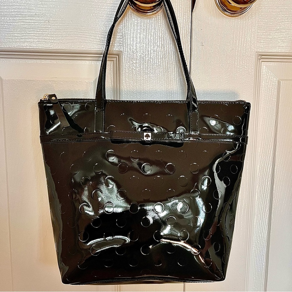 Kate Spade Toto Bag Black Patent Polka Dot